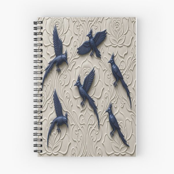 Item preview, 3D Carved Stone Floral with Deep Blue Ravens Seamless Design designed and sold by Breezes-of-Ida.