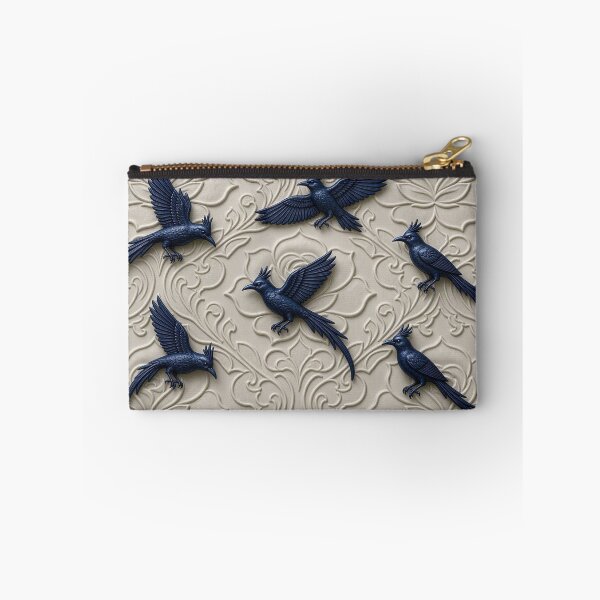 Item preview, 3D Carved Stone Floral with Deep Blue Ravens Seamless Design designed and sold by Breezes-of-Ida.