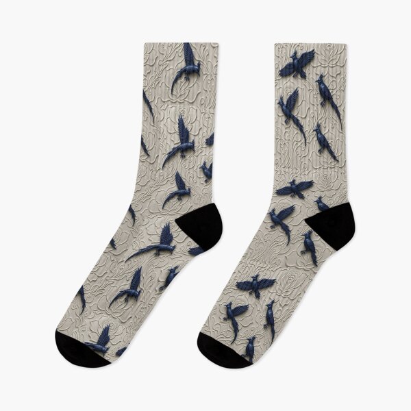 Item preview, 3D Carved Stone Floral with Deep Blue Ravens Seamless Design designed and sold by Breezes-of-Ida.