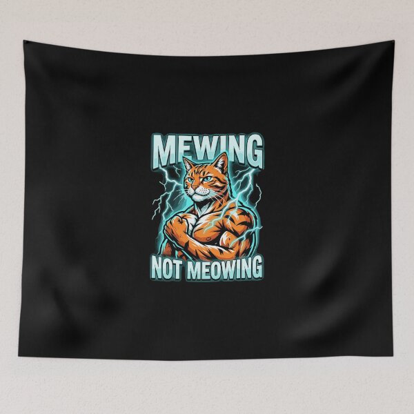 Item preview, Mewing Not Meowing Muscular Cat Fitness Humor designed and sold by PopStars1993.