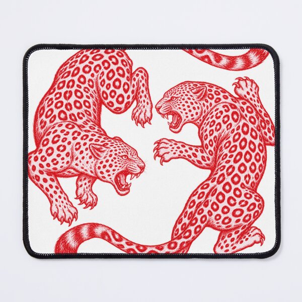 Item preview, Two Fighting Leopards Red Vintage Tattoo Illustration designed and sold by wecrea.