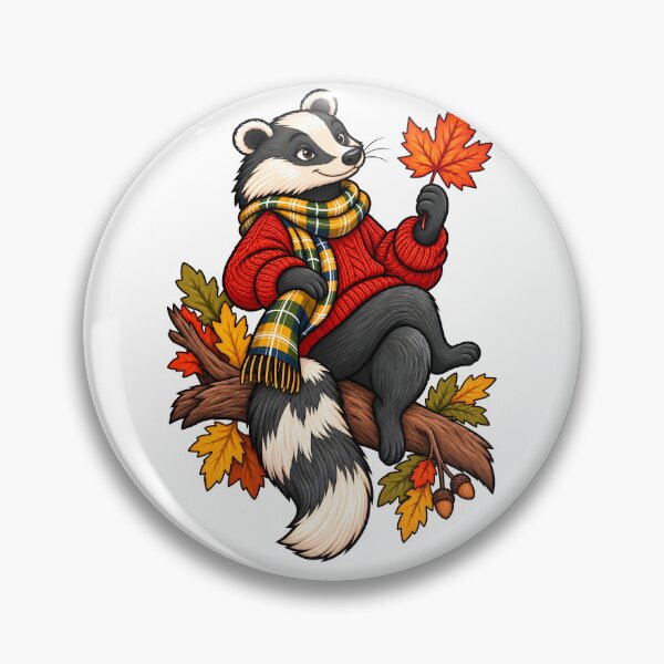Item preview, Cozy Autumn Badger – Fall Leaves designed and sold by Sed94.