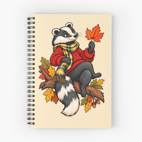 Item preview, Cozy Autumn Badger – Fall Leaves designed and sold by Sed94.