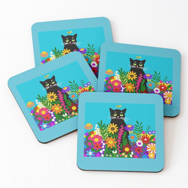 Item preview, Black Cat in Flower Field designed and sold by Elaine M Hayward .