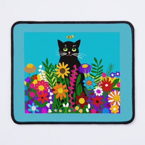 Item preview, Black Cat in Flower Field designed and sold by Elaine M Hayward .