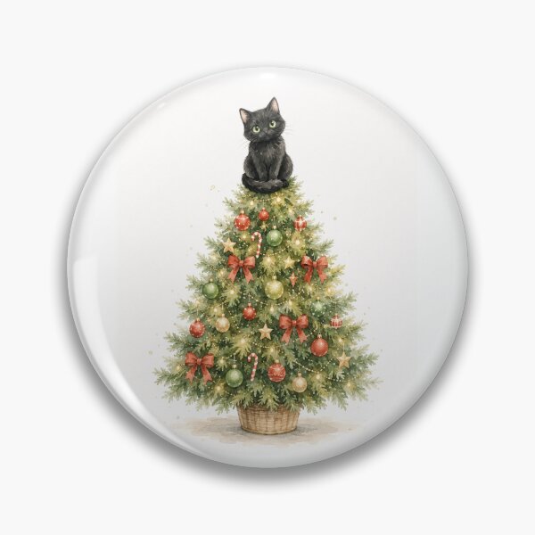 Item preview, Black Cat Christmas Tree Topper – Watercolor Holiday Cat designed and sold by mayatA-rt.