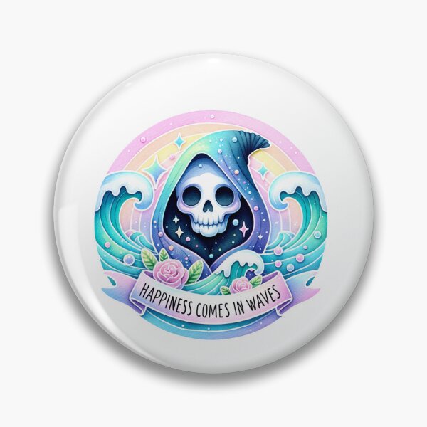 Item preview, Happiness Comes In Waves Grim Reaper Ocean Quote designed and sold by Polaris Bear.