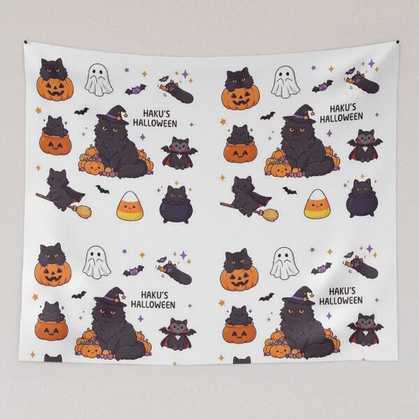 Item preview, Haku's Halloween - Kawaii Black Cat Sticker Pack designed and sold by PetalsPaws.