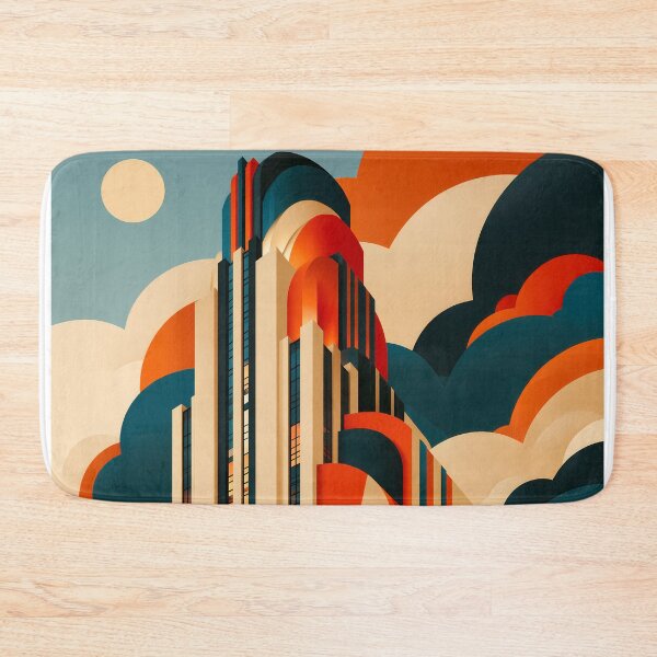 Artikelvorschau, Wandbild – Postkarte – Illustration eines Wolkenkratzers im Art-déco-Stil – Nr. 4 entworfen und verkauft von ForeverPrintsOK.