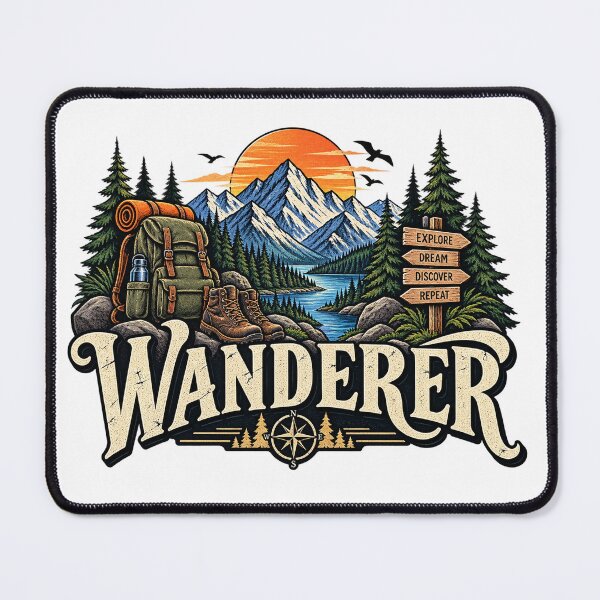 Item preview, Vintage Wanderer Mountain Adventure Explore Dream Discover designed and sold by CreativeNest Prints.