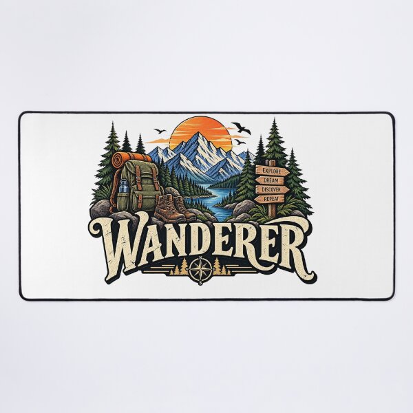 Item preview, Vintage Wanderer Mountain Adventure Explore Dream Discover designed and sold by CreativeNest Prints.