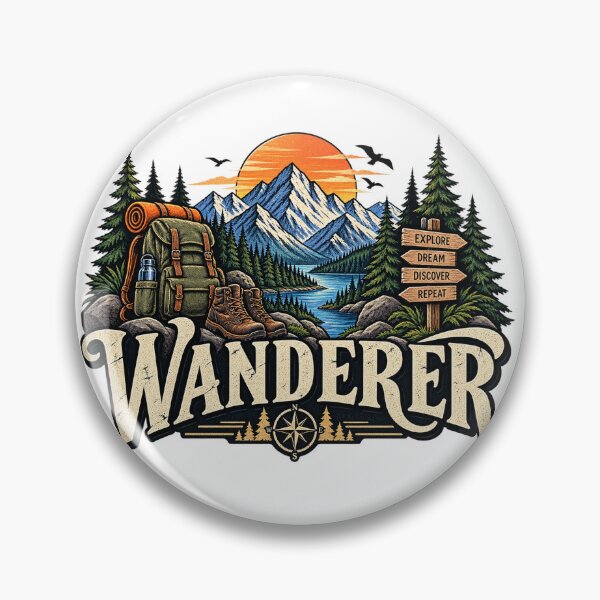 Item preview, Vintage Wanderer Mountain Adventure Explore Dream Discover designed and sold by CreativeNest Prints.