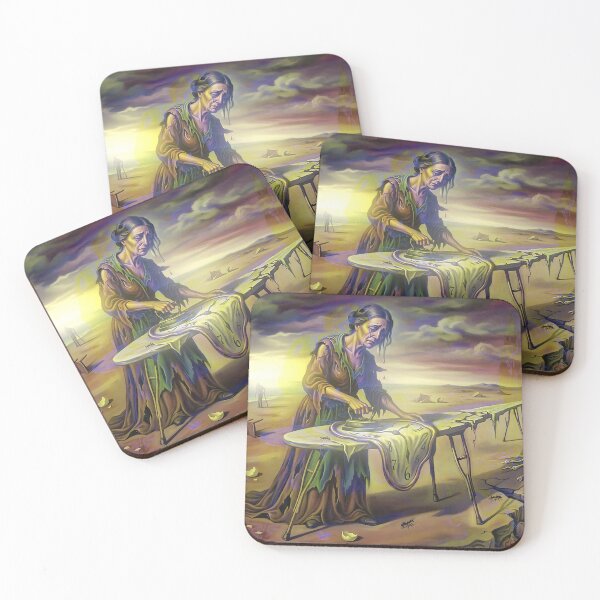 Item preview, Surrealist Ironing Woman Canvas Print | Melancholy Melting Clock Wall Art | Dreamlike Surreal Landscape Poster | Symbolic Fine Art Print designed and sold by SergioMiklos.