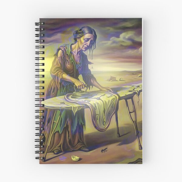 Item preview, Surrealist Ironing Woman Canvas Print | Melancholy Melting Clock Wall Art | Dreamlike Surreal Landscape Poster | Symbolic Fine Art Print designed and sold by SergioMiklos.