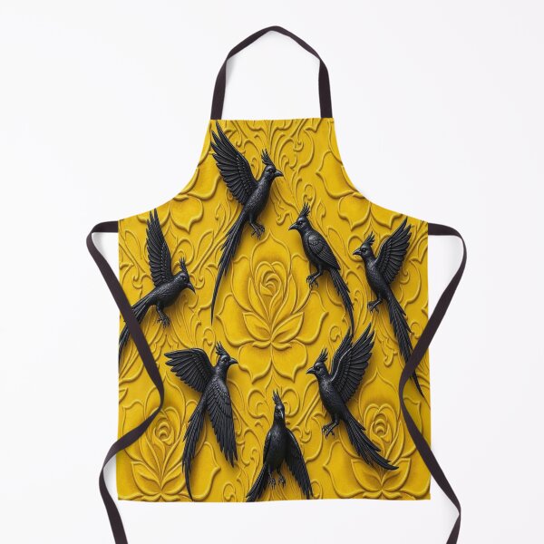 Item preview, 3D Carved Yellow Stone Floral with Jet Black Ravens Seamless Pattern designed and sold by Breezes-of-Ida.