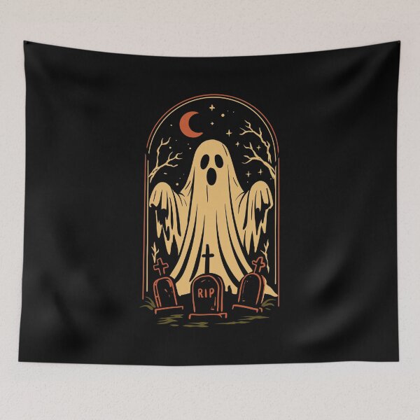 Item preview, Cute Halloween Ghost Graveyard Vintage Halloween T-Shirt Design designed and sold by phsycartwork.