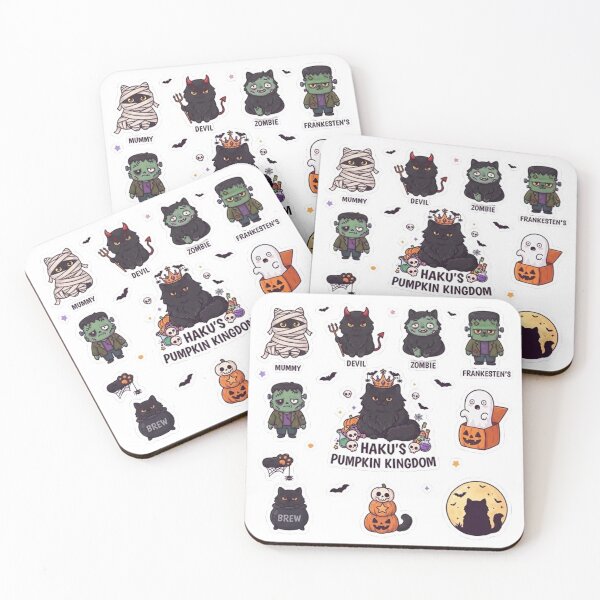 Item preview, Haku's Pumpkin Kingdom Cute Black Cat Halloween Costumes Sticker Sheet designed and sold by PetalsPaws.
