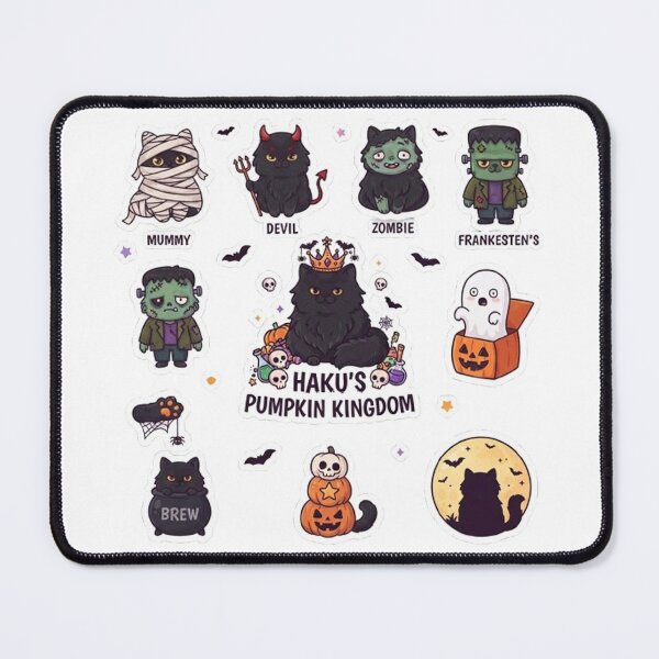 Item preview, Haku's Pumpkin Kingdom Cute Black Cat Halloween Costumes Sticker Sheet designed and sold by PetalsPaws.