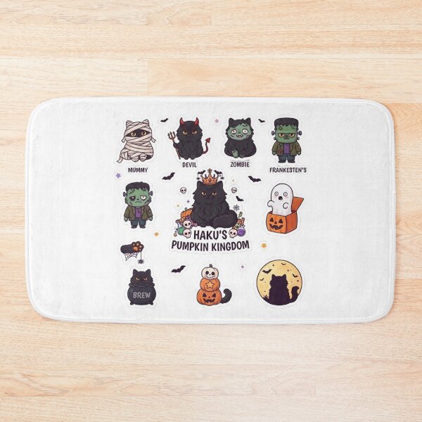 Item preview, Haku's Pumpkin Kingdom Cute Black Cat Halloween Costumes Sticker Sheet designed and sold by PetalsPaws.