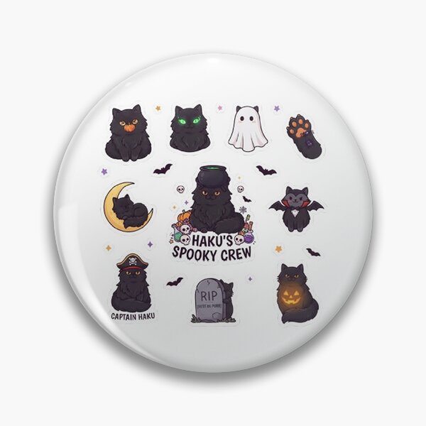Item preview, Haku's Spooky Crew - Kawaii Black Cat Halloween Sticker Sheet designed and sold by PetalsPaws.