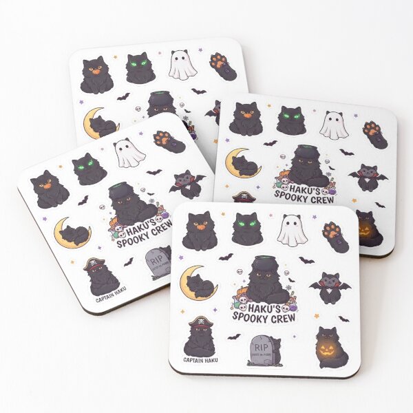 Item preview, Haku's Spooky Crew - Kawaii Black Cat Halloween Sticker Sheet designed and sold by PetalsPaws.