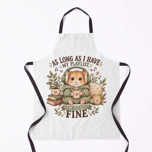 Item preview, As Long As I Have My Playlist, I’m Totally Fine – Cute Cozy Hamster designed and sold by DreamyBrushArt.