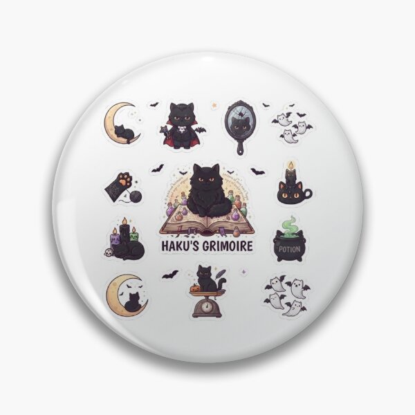 Item preview, Haku's Grimoire - Magical Black Cat Witchcraft Sticker Sheet designed and sold by PetalsPaws.