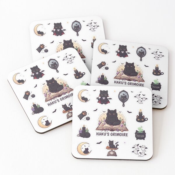 Item preview, Haku's Grimoire - Magical Black Cat Witchcraft Sticker Sheet designed and sold by PetalsPaws.