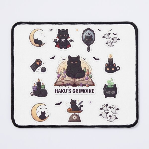 Item preview, Haku's Grimoire - Magical Black Cat Witchcraft Sticker Sheet designed and sold by PetalsPaws.