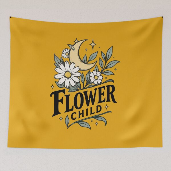 Item preview, Flower Child Floral Crescent Moon Design designed and sold by PIXTRX.