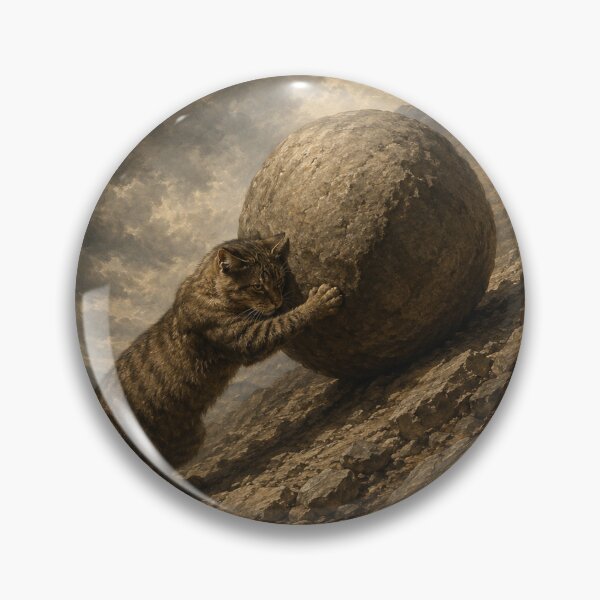 Item preview, Cat Pushing a Massive Boulder Uphill designed and sold by Ocelot-T.