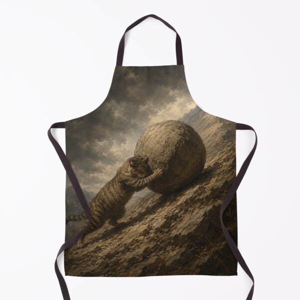 Item preview, Cat Pushing a Massive Boulder Uphill designed and sold by Ocelot-T.