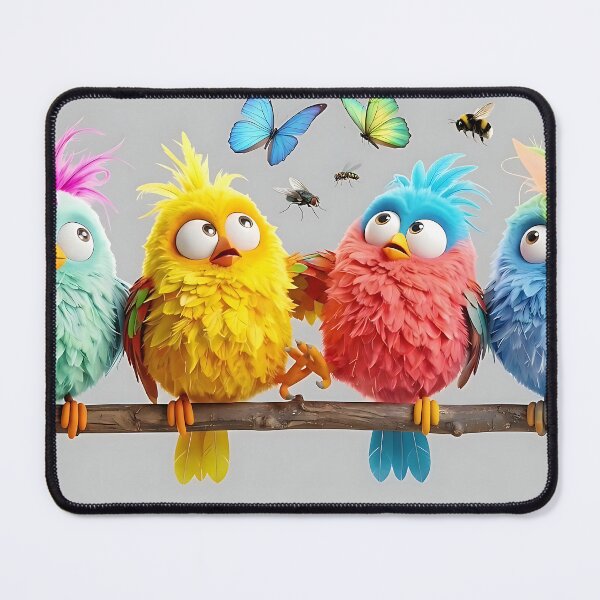 Item preview, Four Funny Goofy Birds and Butterflies 3D Art designed and sold by ToxicInkArt.
