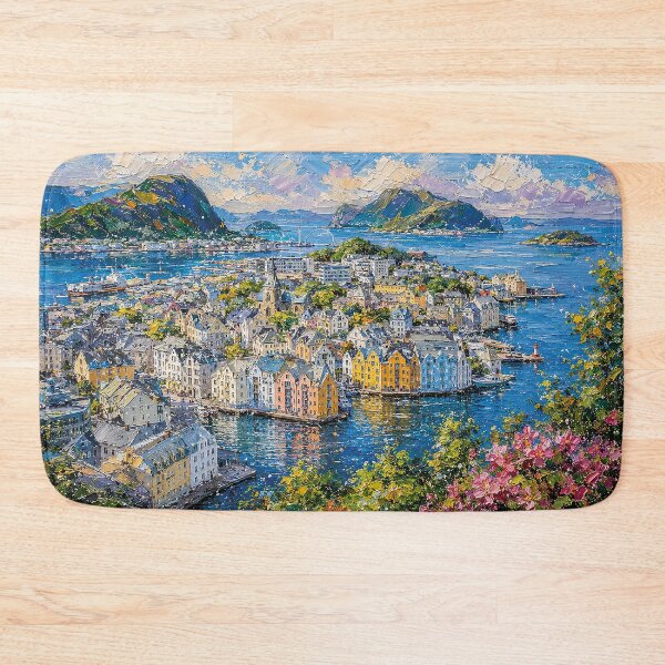 Item preview, Ålesund, Norway – a painting of a summer day in this beautiful European city. designed and sold by GalleryKauffeld.