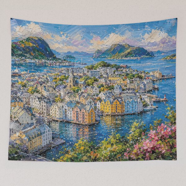 Item preview, Ålesund, Norway – a painting of a summer day in this beautiful European city. designed and sold by GalleryKauffeld.