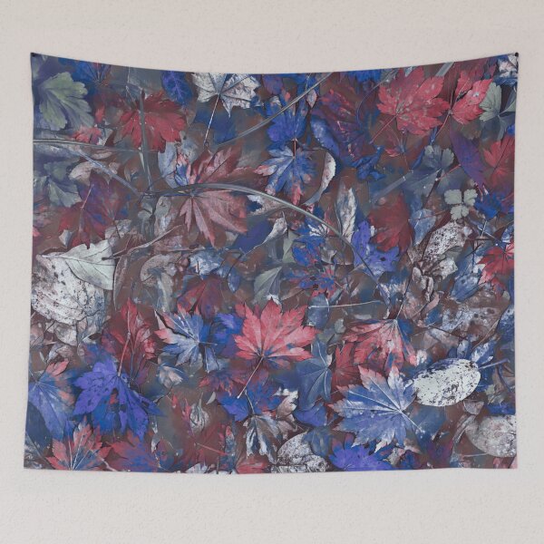 Item preview, Floating Autumn Leaves – Watercolor Fall Forest Pond Pattern | Blue designed and sold by Frohyou.