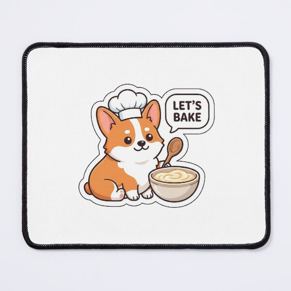 Item preview, Let's Bake Sweet Treats - Cute Chef Corgi Sticker with Text designed and sold by SimpleP.
