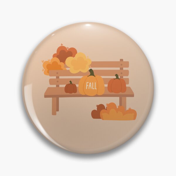 Item preview, Illustration Fall with Three Pumpkins and Leaves Bench at Doodle Style	 designed and sold by AlginaPugachova.