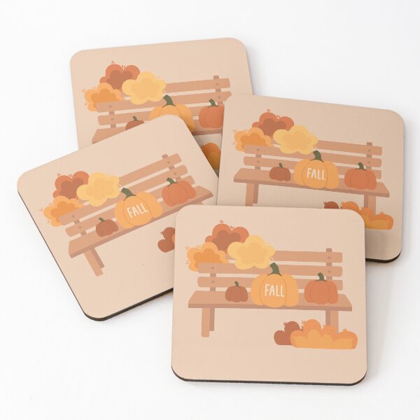 Item preview, Illustration Fall with Three Pumpkins and Leaves Bench at Doodle Style	 designed and sold by AlginaPugachova.