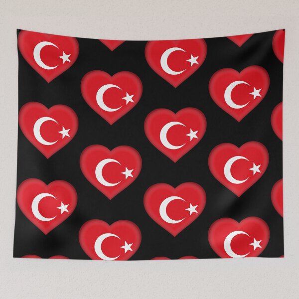 Item preview, Turkish Flag Heart 3D Turkish Love Gift Design designed and sold by yazdogs.