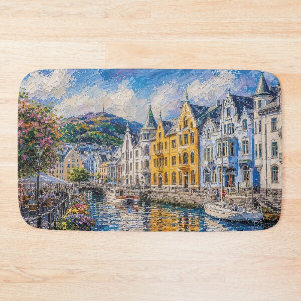 Item preview, Ålesund, Norway – a painting of a summer day in this beautiful Scandinavian city. designed and sold by GalleryKauffeld.