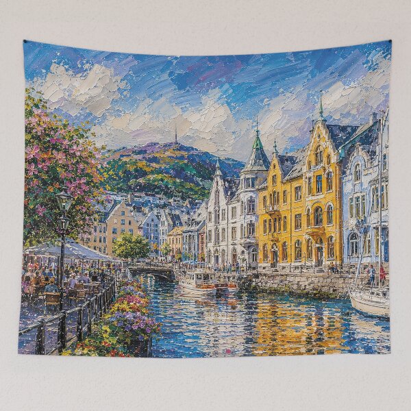 Item preview, Ålesund, Norway – a painting of a summer day in this beautiful Scandinavian city. designed and sold by GalleryKauffeld.