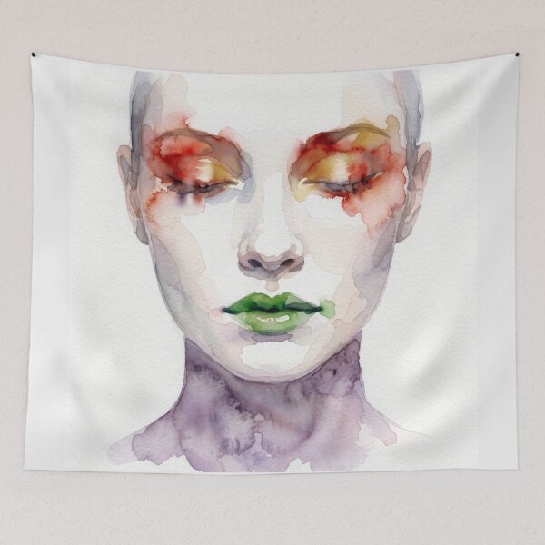 Item preview, Woman Portrait, Green Lips, Gold Eyes designed and sold by caracatita75.
