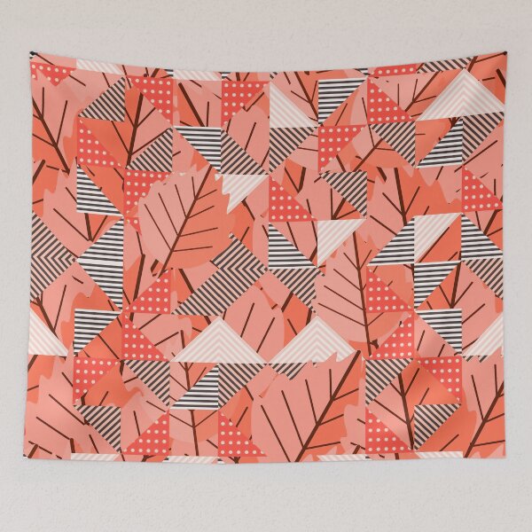 Item preview, Cubist Autumn Canopy – Abstract Geometric Leaves & Stripes Pattern | Orange designed and sold by Frohyou.