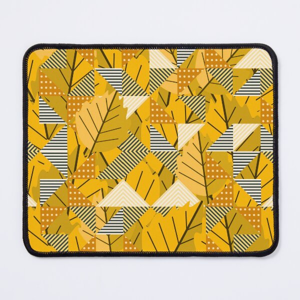 Item preview, Cubist Autumn Canopy – Abstract Geometric Leaves & Stripes Pattern | Yellow designed and sold by Frohyou.