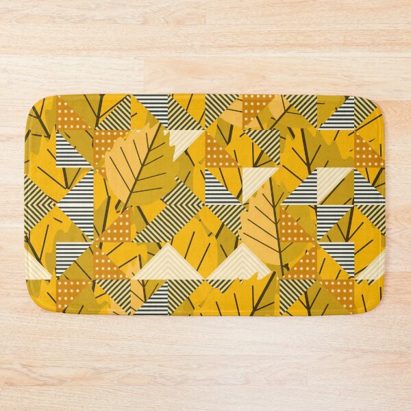 Item preview, Cubist Autumn Canopy – Abstract Geometric Leaves & Stripes Pattern | Yellow designed and sold by Frohyou.