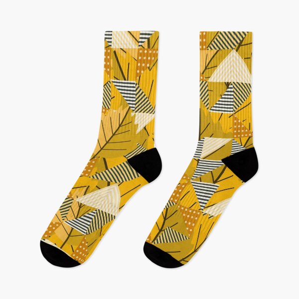 Item preview, Cubist Autumn Canopy – Abstract Geometric Leaves & Stripes Pattern | Yellow designed and sold by Frohyou.