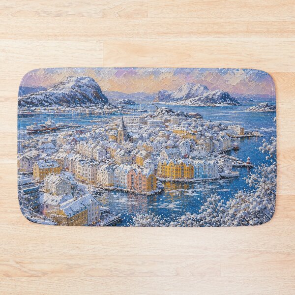Item preview, Ålesund painting, Norway – a winter day in this beautiful Scandinavian city. designed and sold by GalleryKauffeld.
