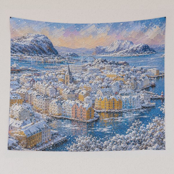 Item preview, Ålesund painting, Norway – a winter day in this beautiful Scandinavian city. designed and sold by GalleryKauffeld.