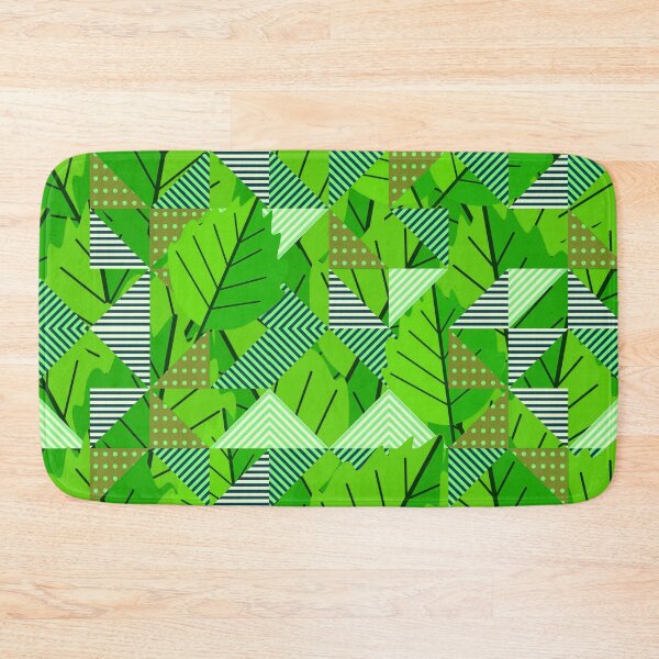Item preview, Cubist Autumn Canopy – Abstract Geometric Leaves & Stripes Pattern | Green designed and sold by Frohyou.